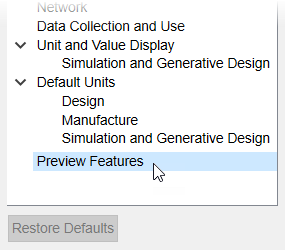 preferences dialog