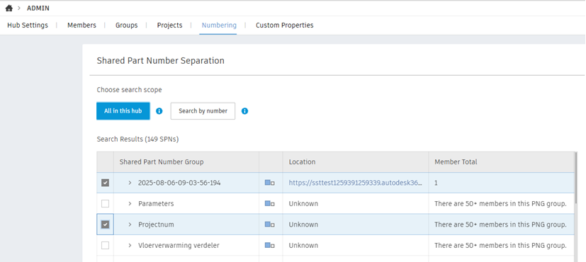 separate multiple shared part numbers