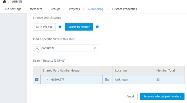 separate single shared part number