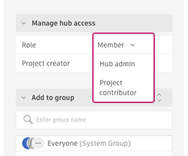 member role drop-down