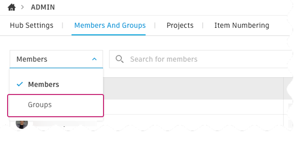 Groups drop-down menu showing Groups option selected