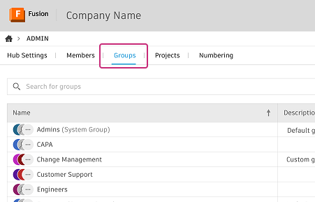 Groups tab
