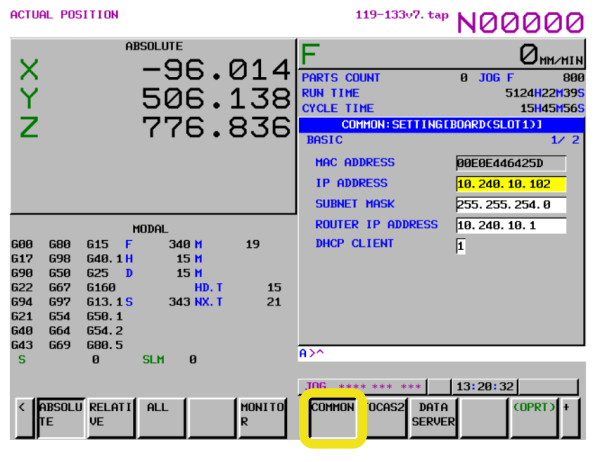 fanuc network screen