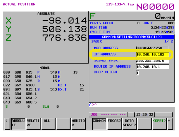 fanuc IP address