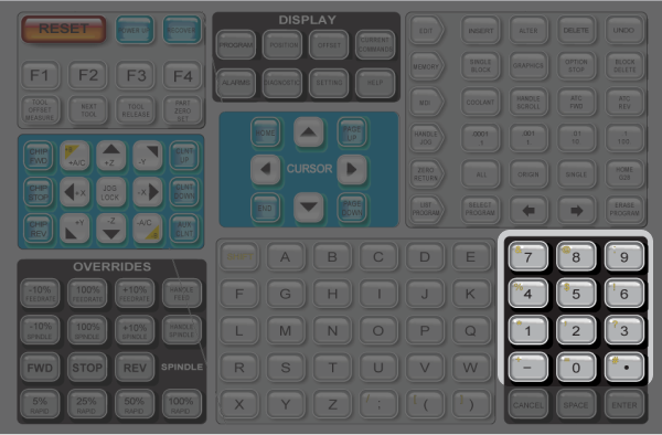 haas NGC controller number keys