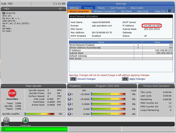 haas NGC controller search screen