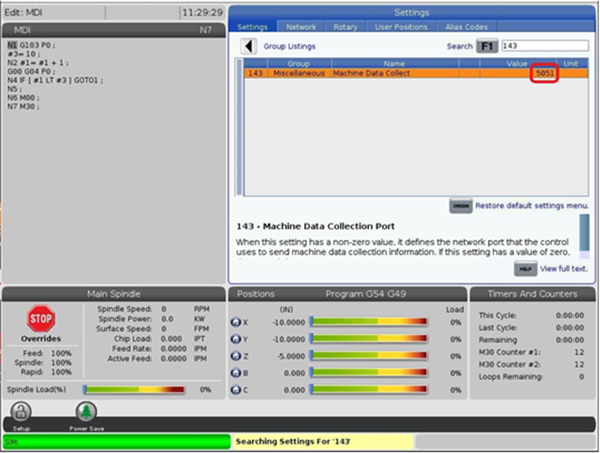 haas NGC controller search screen