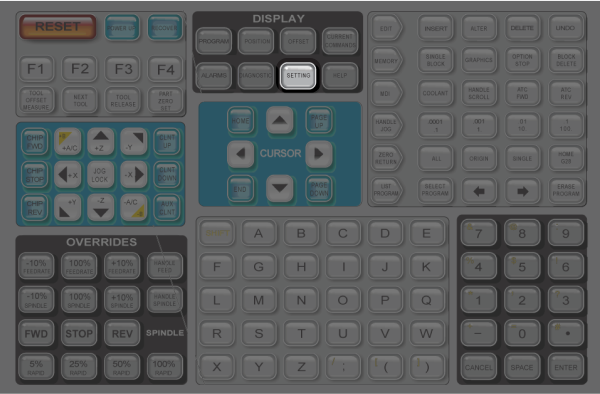 haas NGC controller settings key