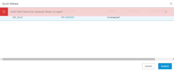 quick release error