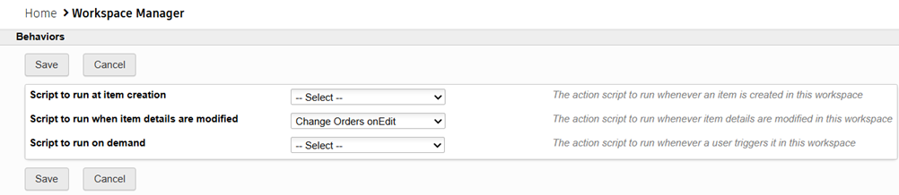 workspace behaviors