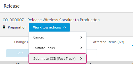 submit to CCB workflow action
