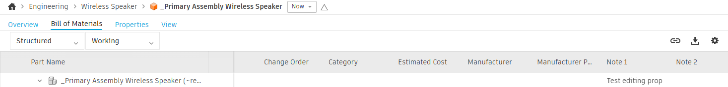 BOM tab fusion web client