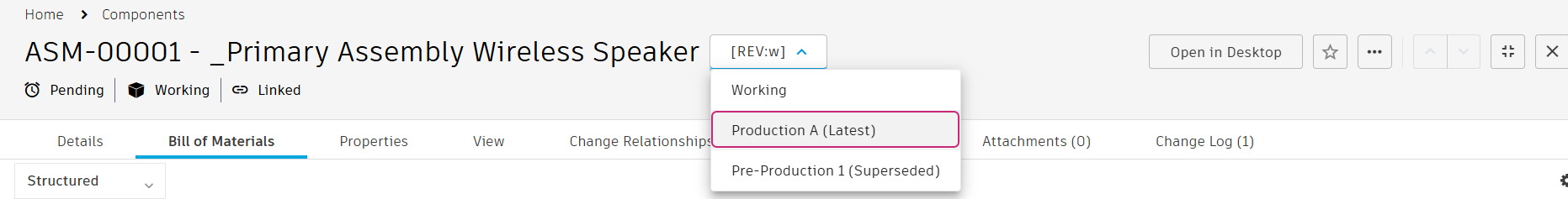 select production latest revision