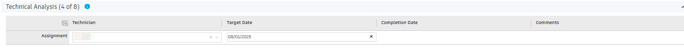 assign technician target date