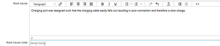 enter root cause and root cause code