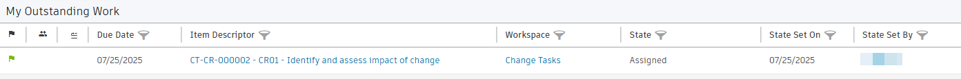 change task link My Outstanding Work
