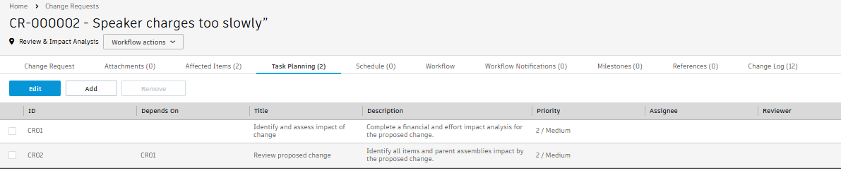 click edit task planning tab