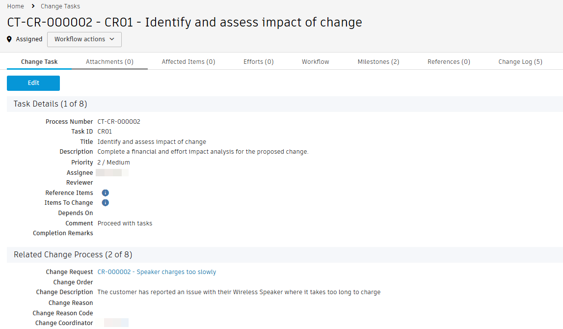 change task details page