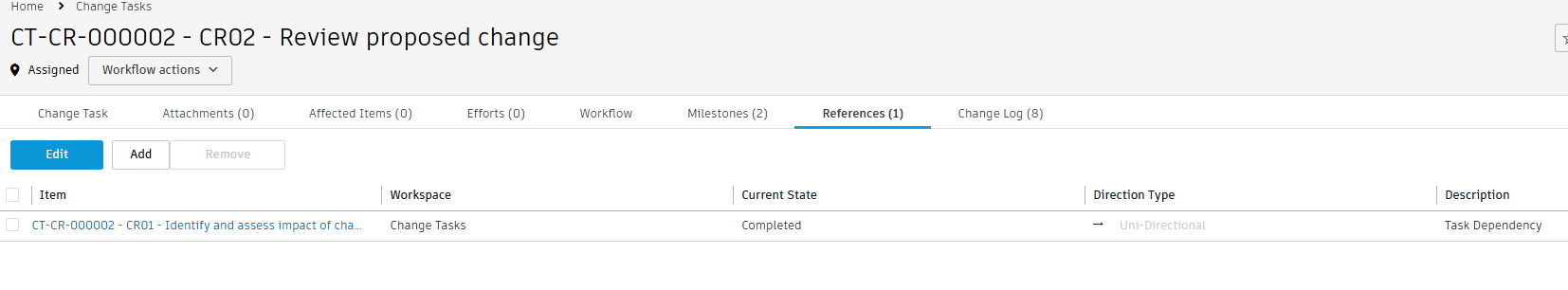 change task references tab