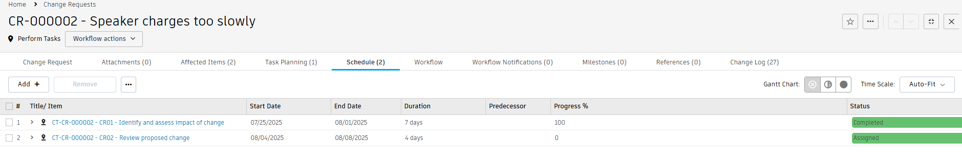 schedule tab task completed