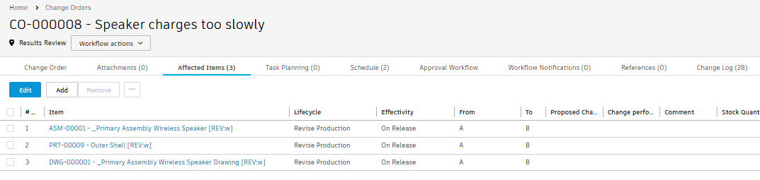 change order click bulk lifecycle set revise to production update and save