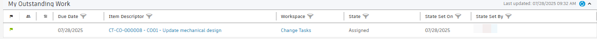tasks in My Outstanding Work