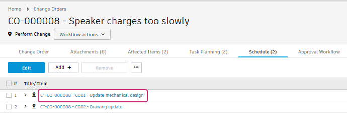 tasks in schedule tab