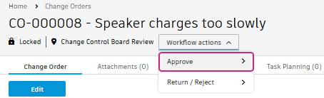 change order click approve