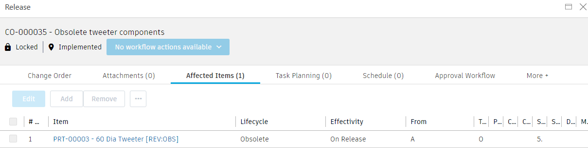 change order implemented state