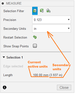 measure dialog - secondary units