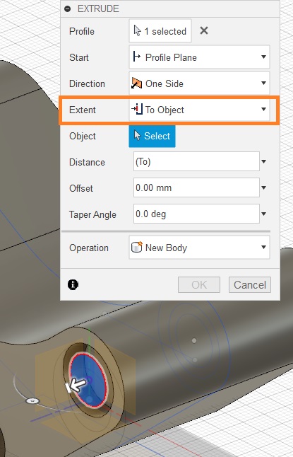 extrude circle as cut