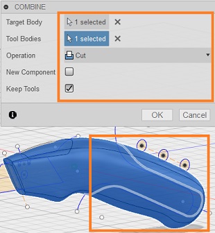 cut grip 1 with combine tool