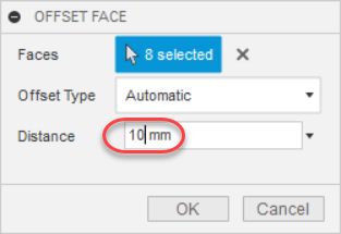 set distance to 10mm