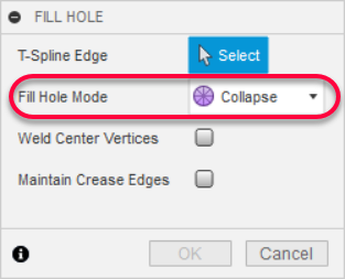 fill hole dialog