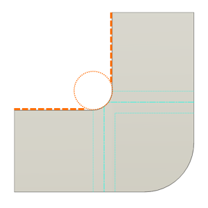 corner relief placement - tangent