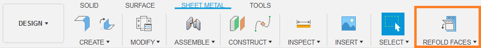 sheet metal menu - refold faces