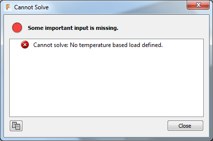 cannot solve dialog - no temperature base load defined