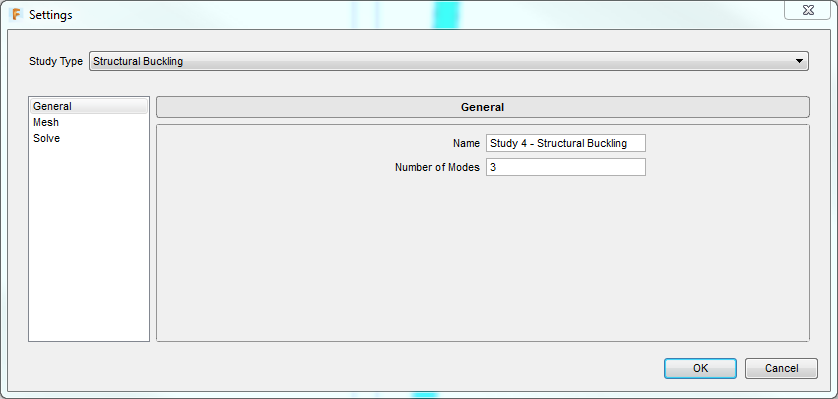 settings dialog - structural buckling study type