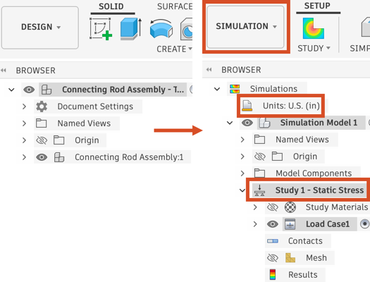 static stress analysis setup