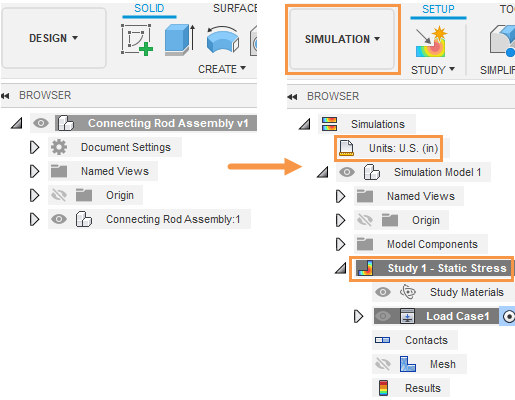 static stress analysis setup