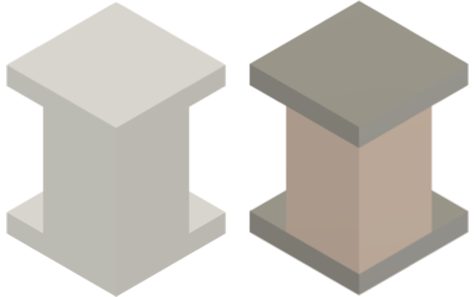 model with and without materials applied