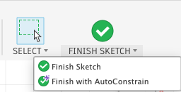 Finish Sketch menu with Finish with AutoConstrain option