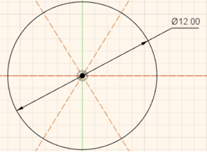 Circle dimension of 12 mm diameter