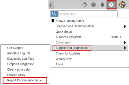 support and diagnostics menu