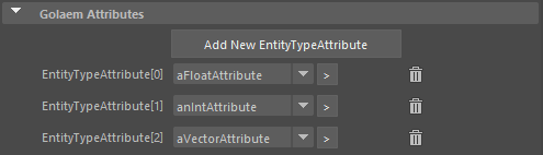 Golaem Attributes for
EntityType