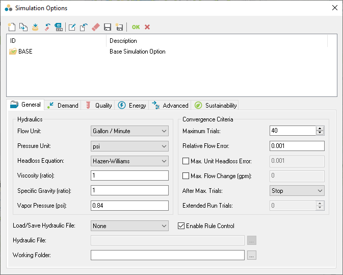 Help, Simulation Options