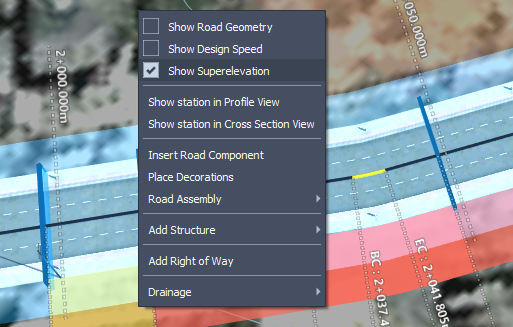 Show Superelevation