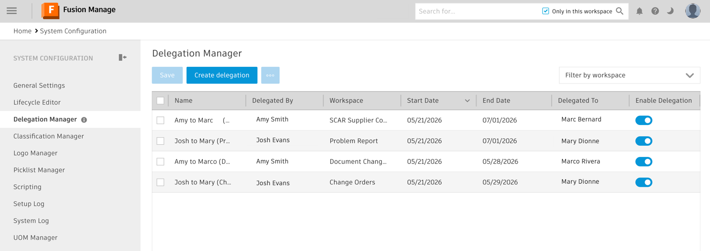Delegation manager