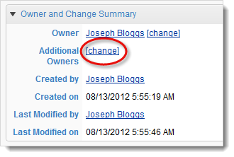 Owner and Change Summary panel, change additional owners