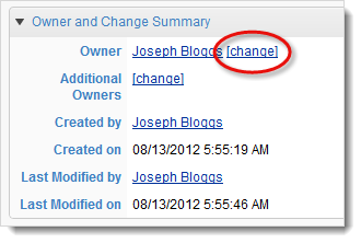 Owner and Change Summary panel